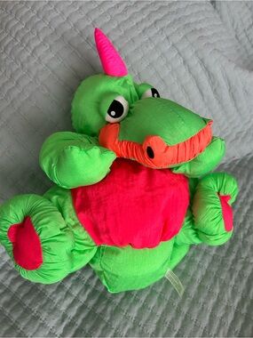 Summit Toy Dragon Nylon Stuffed Plush Vintage 1993 Green 13”